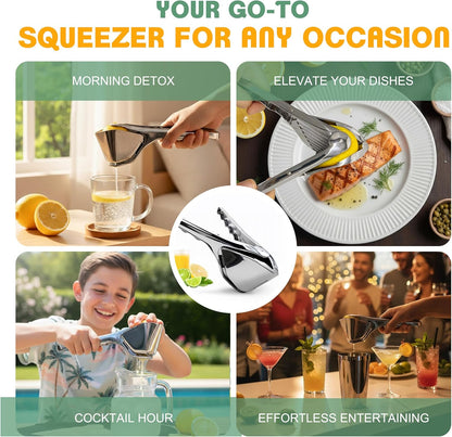 Heavy Duty Metal Lemon Squeezer, Manual Handheld Citrus Juicer | Solid weight food-grade manual press. Easy to clean. Ideal for fresh lime juice, small oranges and bar cocktails