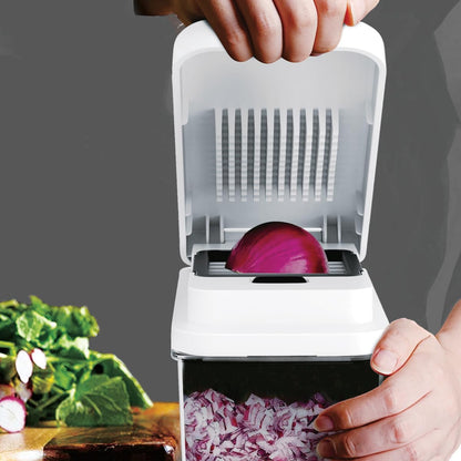 Glad 2-in-1 Vegetable Chopper - 1.8 Quart Food Chopper with 2 Interchangeable Blades (1/4" & 1/2") - Onion Dicer and Veggie Cutter for Meal Prep, Dishwasher Safe Kitchen Gadget