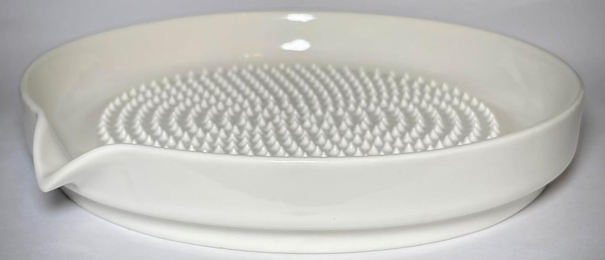 Premium Ceramic Garlic Grater Plate Set - Large White Modern