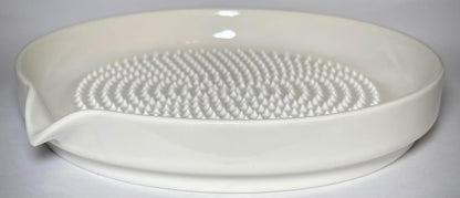 Premium Ceramic Garlic Grater Plate Set - Large White Modern