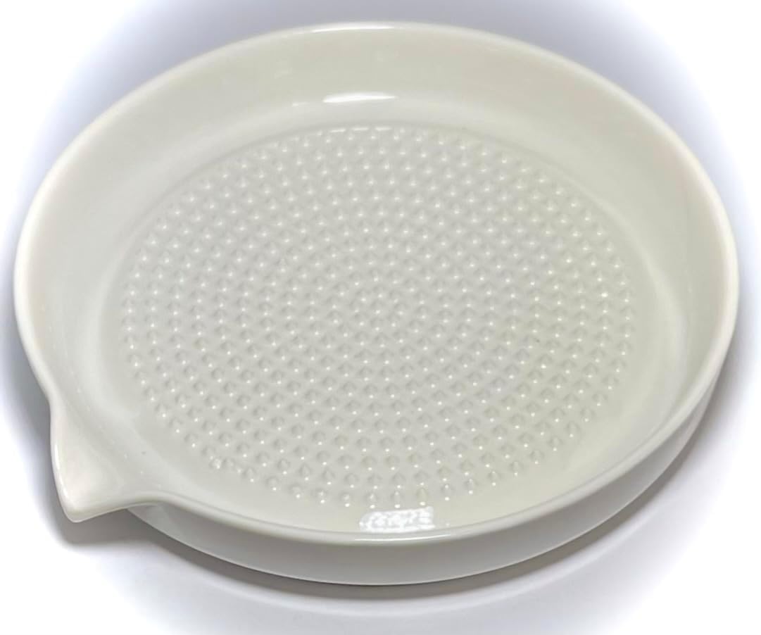 Premium Ceramic Garlic Grater Plate Set - Large White Modern