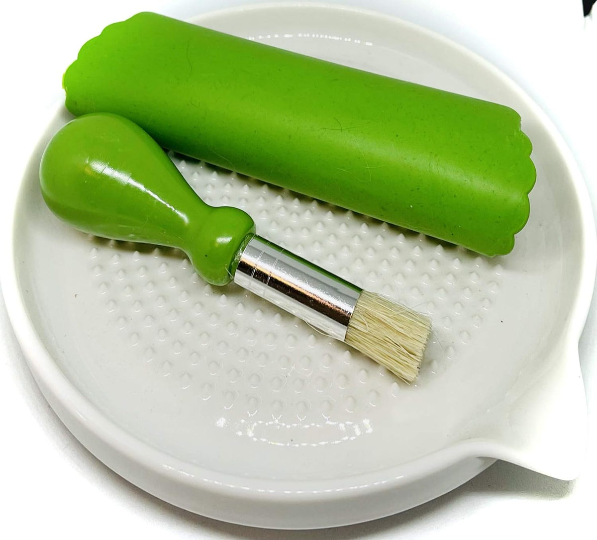 Premium Ceramic Garlic Grater Plate Set - Large White Modern