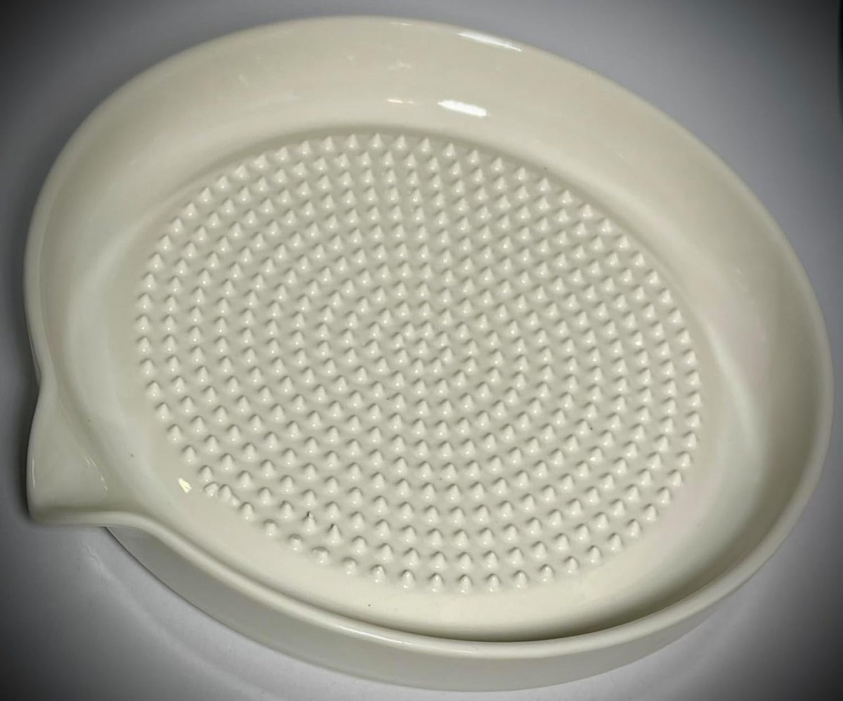 Premium Ceramic Garlic Grater Plate Set - Large White Modern
