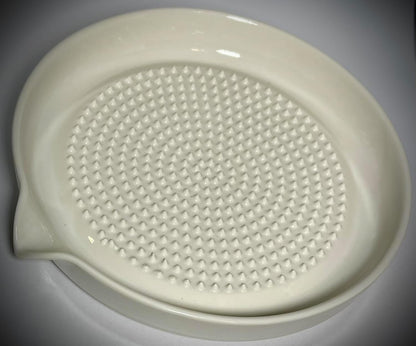 Premium Ceramic Garlic Grater Plate Set - Large White Modern
