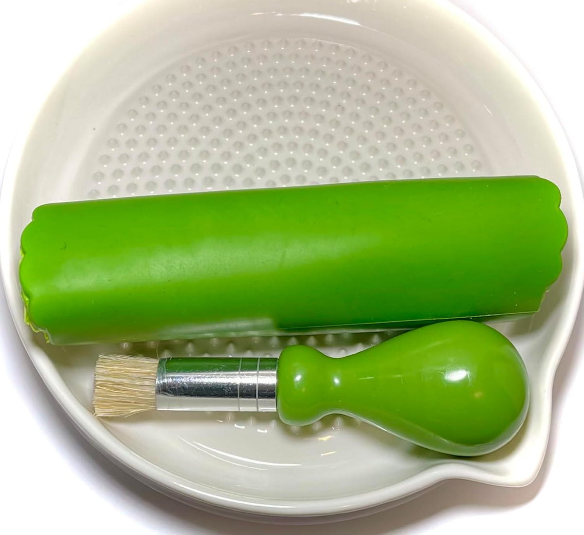 Premium Ceramic Garlic Grater Plate Set - Large White Modern