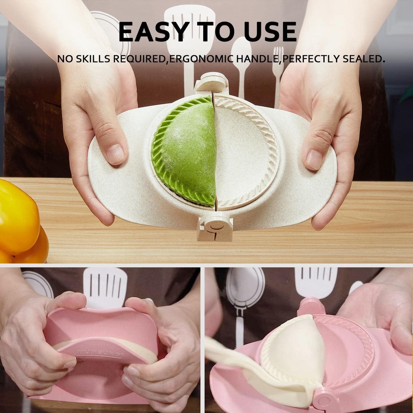 Empanada Maker Press, Large Dumpling Maker Set (6"/5"/4"/3"/2.6") | 5Sizes Extra Large Dumpling Maker Mold Set with Dough Cutter for Pierogi, Pastelitos, Calzone, Turnovers