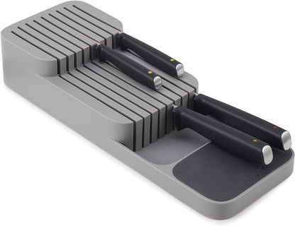 DrawerStore Knife Organizer, holds up to 9 knives, Kitchen Organization & Drawer Storage – Compact, Gray