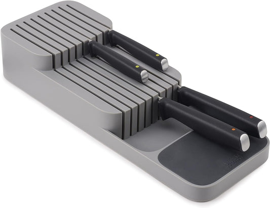 DrawerStore Knife Organizer, holds up to 9 knives, Kitchen Organization & Drawer Storage – Compact, Gray