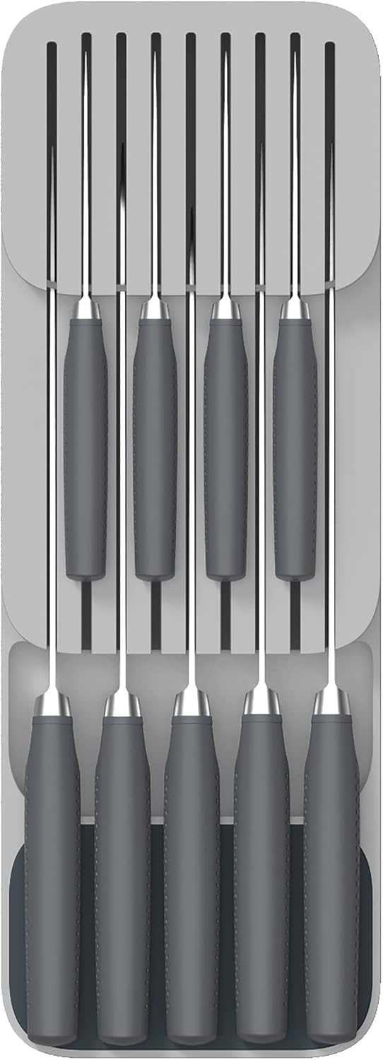 DrawerStore Knife Organizer, holds up to 9 knives, Kitchen Organization & Drawer Storage – Compact, Gray