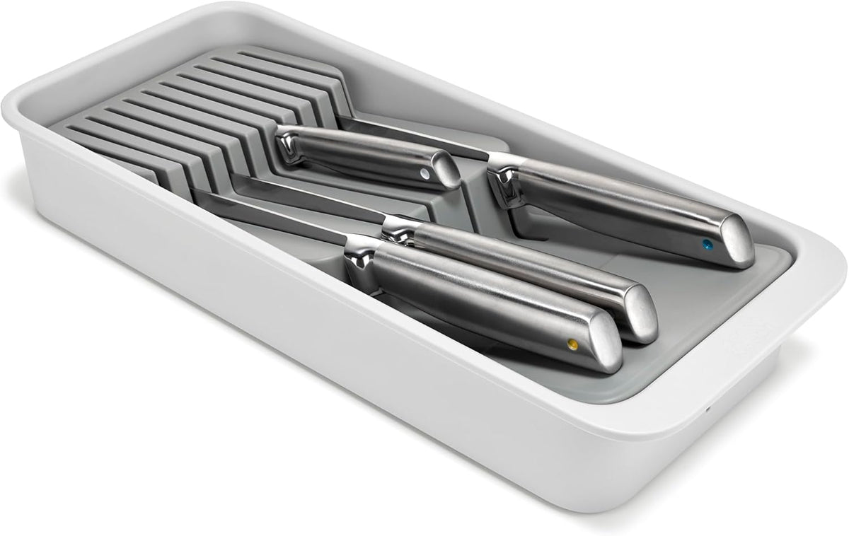 DrawerStore Knife Organizer, holds up to 9 knives, Kitchen Organization & Drawer Storage – Compact, Gray