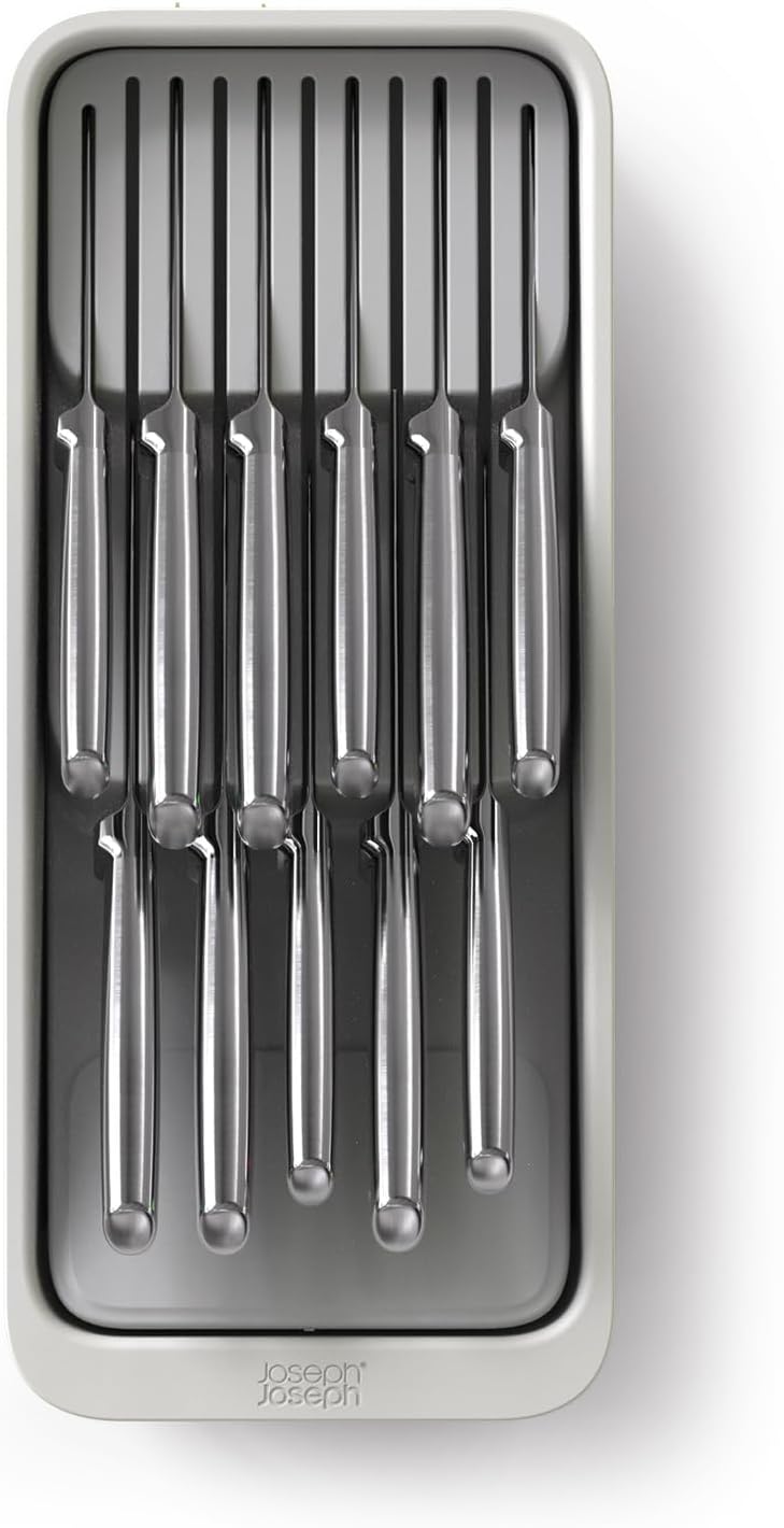DrawerStore Knife Organizer, holds up to 9 knives, Kitchen Organization & Drawer Storage – Compact, Gray