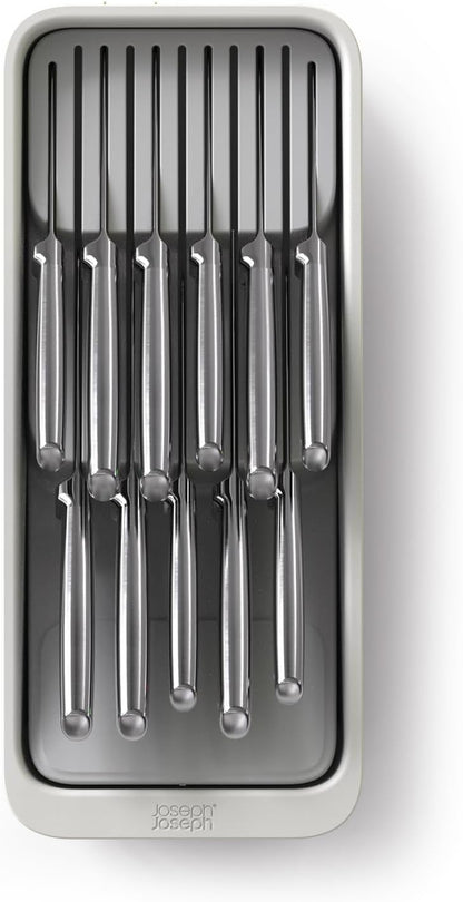 DrawerStore Knife Organizer, holds up to 9 knives, Kitchen Organization & Drawer Storage – Compact, Gray