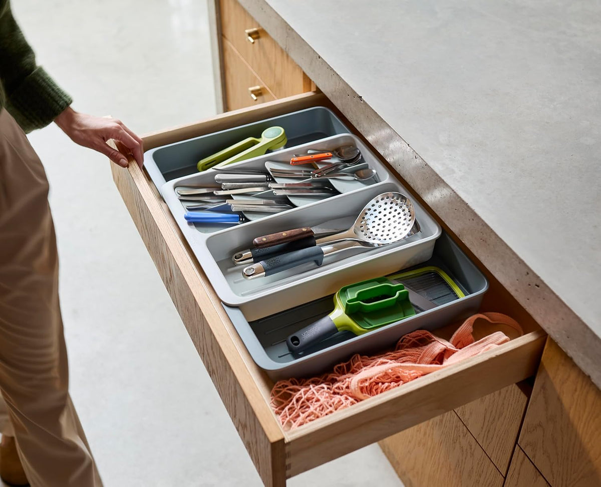 DrawerStore Knife Organizer, holds up to 9 knives, Kitchen Organization & Drawer Storage – Compact, Gray