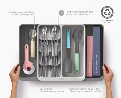 DrawerStore Knife Organizer, holds up to 9 knives, Kitchen Organization & Drawer Storage – Compact, Gray
