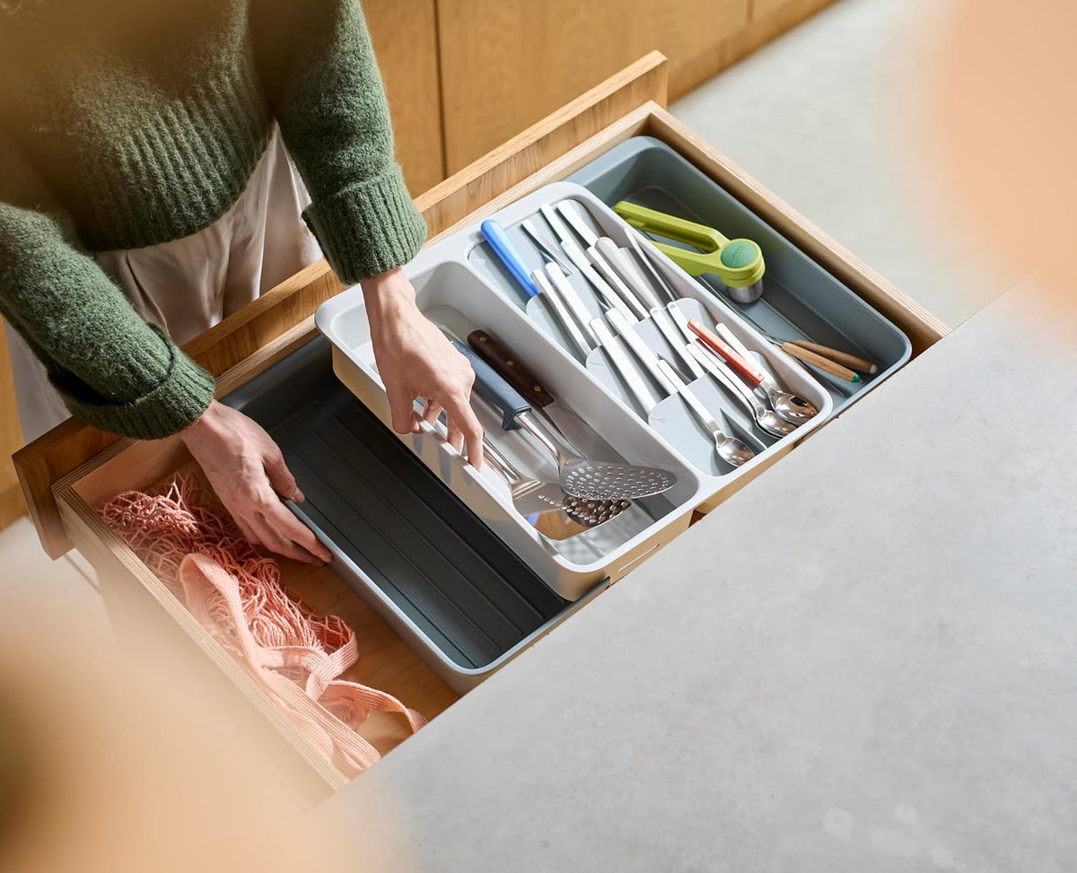 DrawerStore Knife Organizer, holds up to 9 knives, Kitchen Organization & Drawer Storage – Compact, Gray