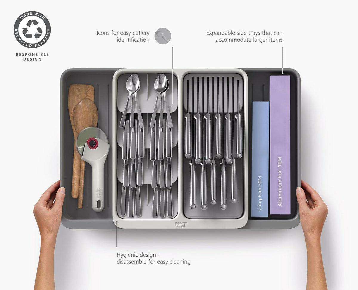 DrawerStore Knife Organizer, holds up to 9 knives, Kitchen Organization & Drawer Storage – Compact, Gray