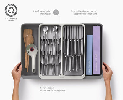 DrawerStore Knife Organizer, holds up to 9 knives, Kitchen Organization & Drawer Storage – Compact, Gray