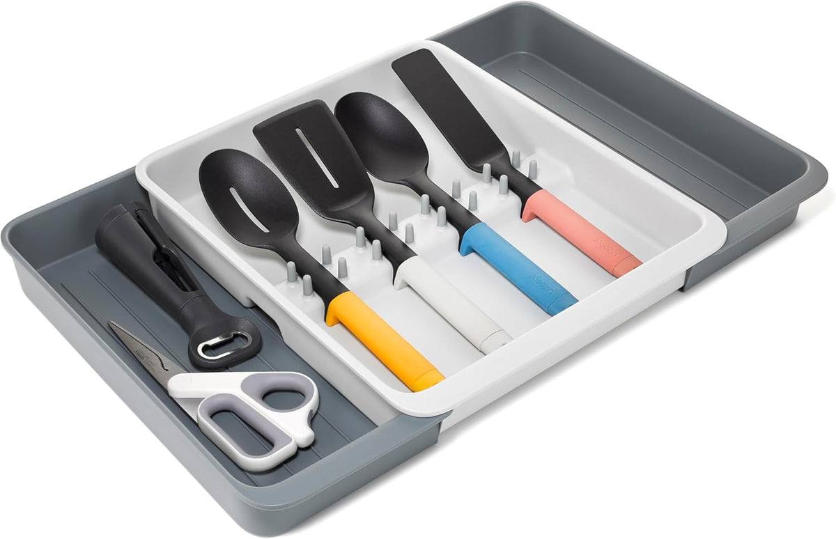 DrawerStore Knife Organizer, holds up to 9 knives, Kitchen Organization & Drawer Storage – Compact, Gray