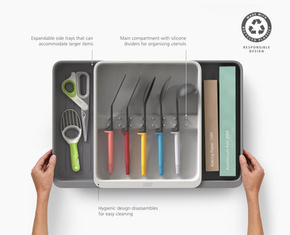 DrawerStore Knife Organizer, holds up to 9 knives, Kitchen Organization & Drawer Storage – Compact, Gray