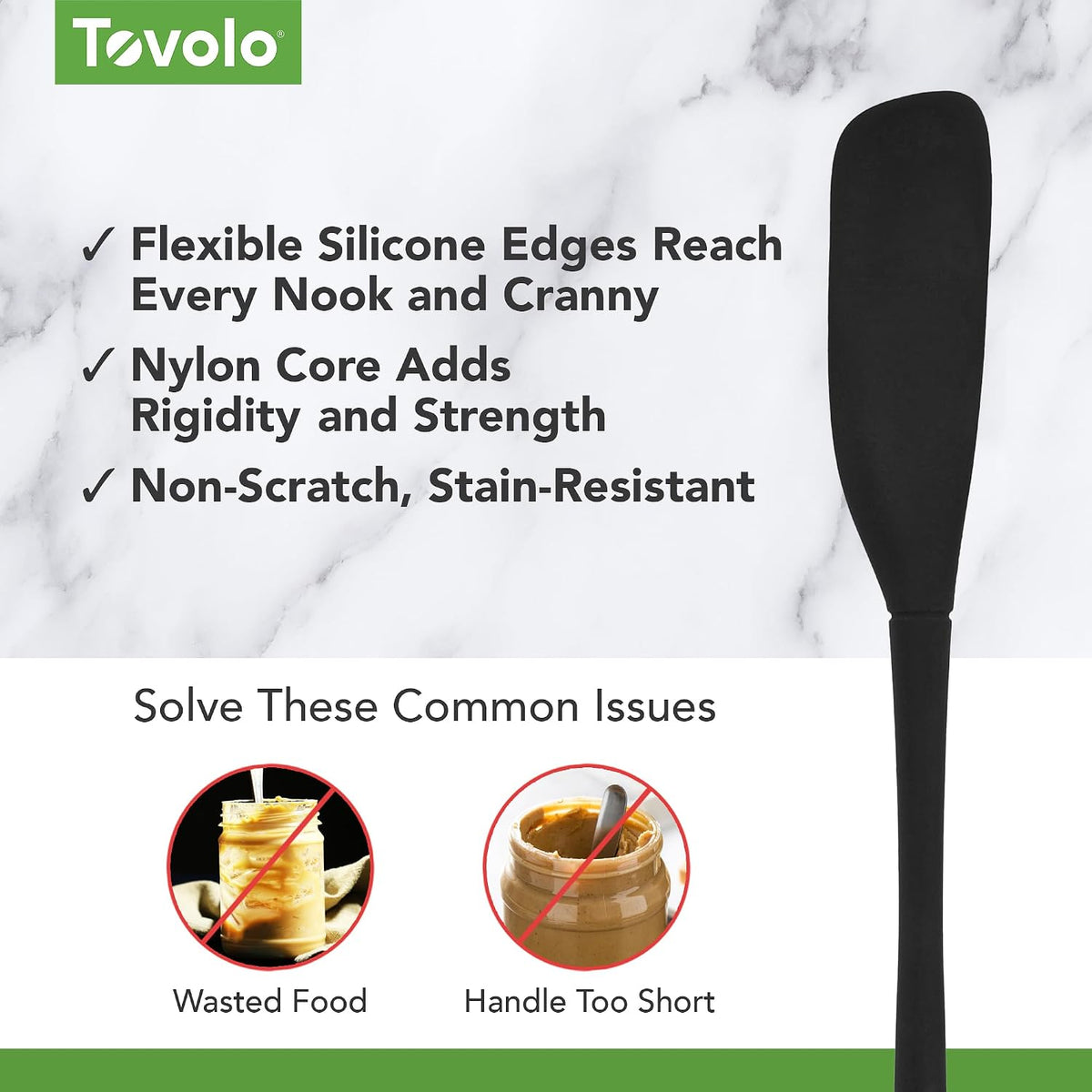 Flex Core Mini Silicone Spatula Spoonula Set of 2 for Cast Iron Non Stick Cooking & Baking, Dishwasher Safe Spatula & Spoonula All Silicone Heat Resistant BPA Free Kitchen Utensil, White