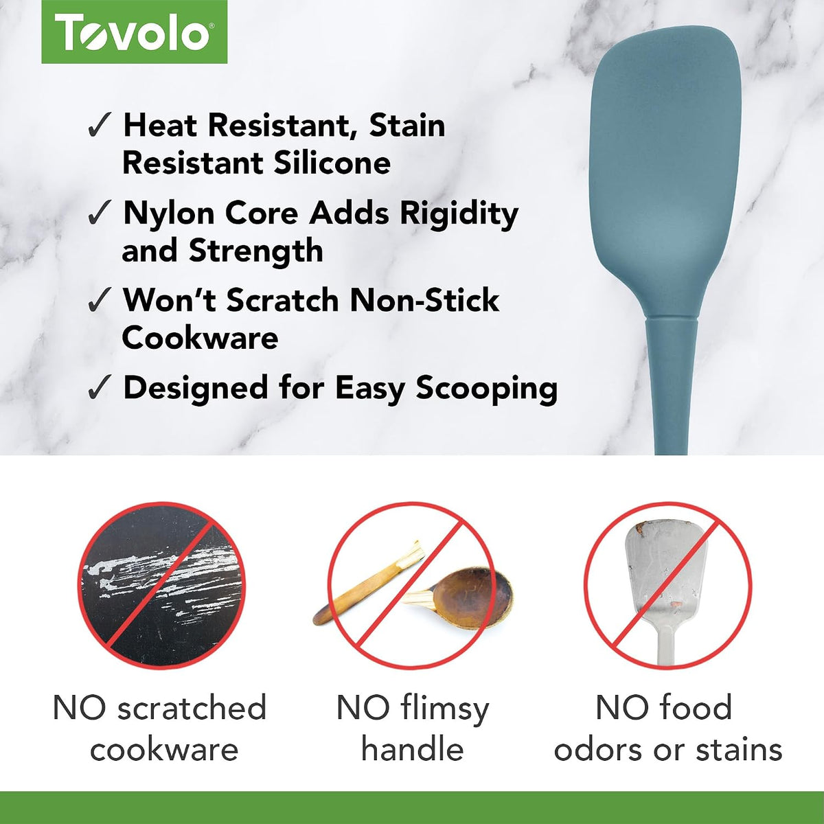 Flex Core Mini Silicone Spatula Spoonula Set of 2 for Cast Iron Non Stick Cooking & Baking, Dishwasher Safe Spatula & Spoonula All Silicone Heat Resistant BPA Free Kitchen Utensil, White