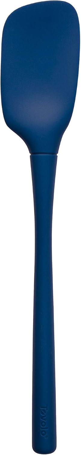 Flex Core Mini Silicone Spatula Spoonula Set of 2 for Cast Iron Non Stick Cooking & Baking, Dishwasher Safe Spatula & Spoonula All Silicone Heat Resistant BPA Free Kitchen Utensil, White