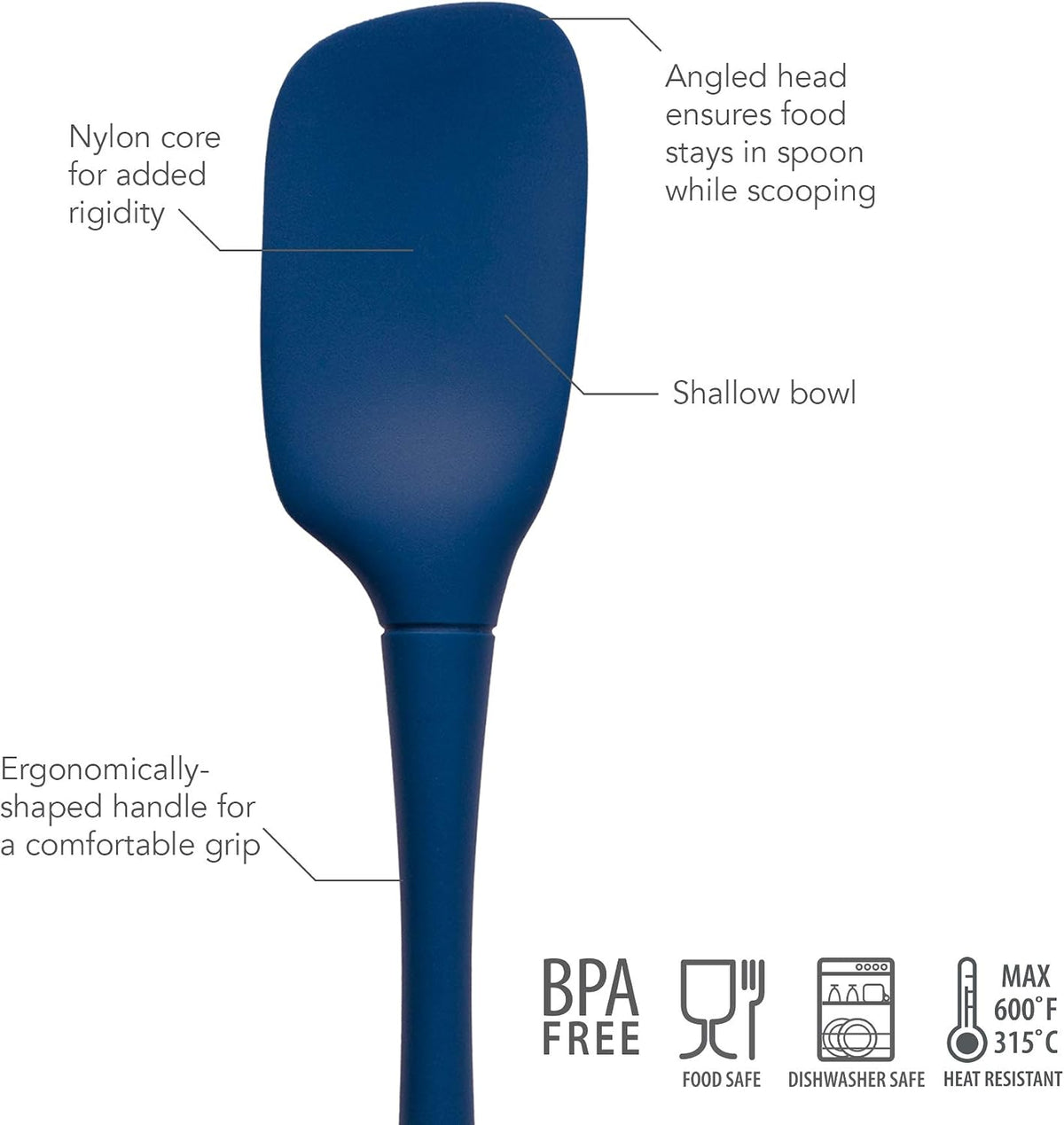 Flex Core Mini Silicone Spatula Spoonula Set of 2 for Cast Iron Non Stick Cooking & Baking, Dishwasher Safe Spatula & Spoonula All Silicone Heat Resistant BPA Free Kitchen Utensil, White