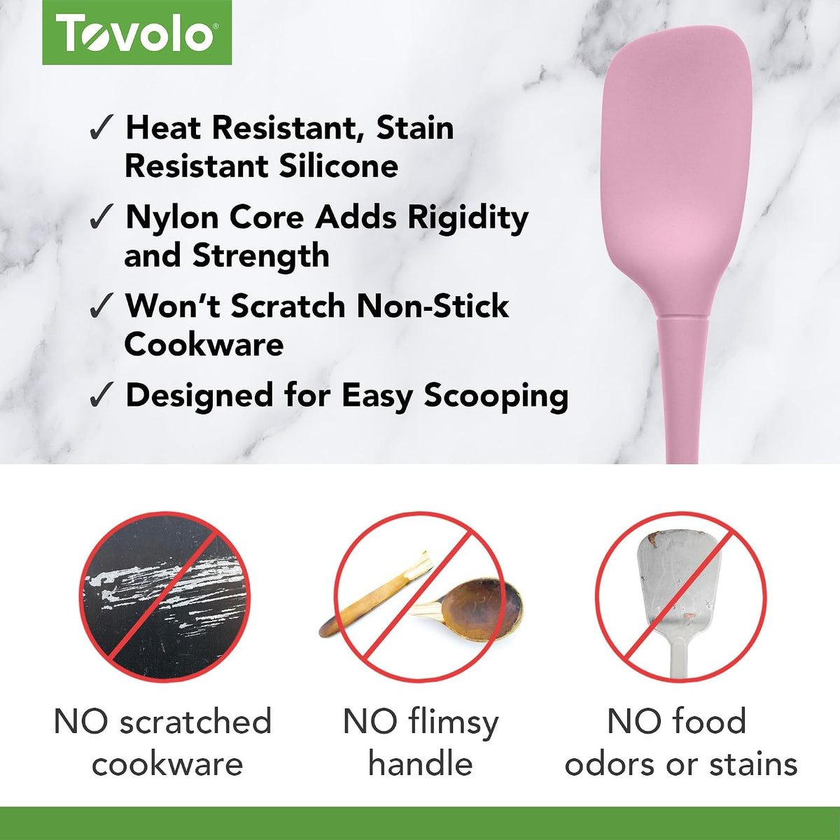 Flex Core Mini Silicone Spatula Spoonula Set of 2 for Cast Iron Non Stick Cooking & Baking, Dishwasher Safe Spatula & Spoonula All Silicone Heat Resistant BPA Free Kitchen Utensil, White