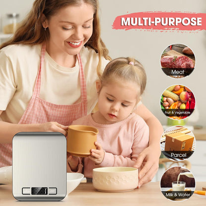 Food Scale, 22lb Digital Kitchen Scale Weight Grams and Ounces for Baking Cooking Coffee Package Postage, 6 Units with Tare Function, LCD Display, Easy Clean Stainless Steel