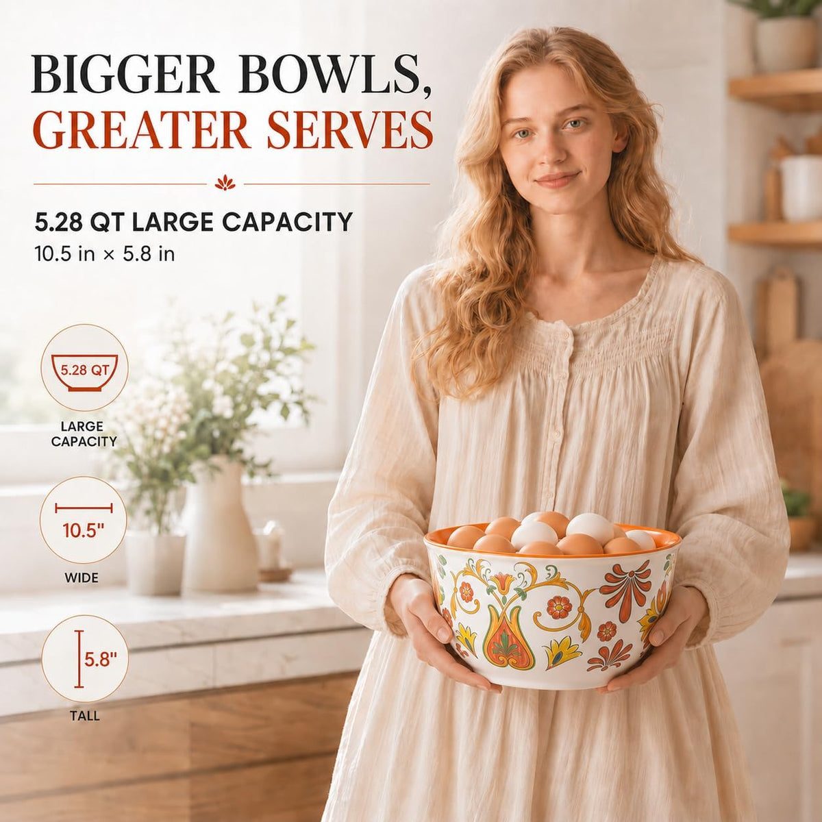 TP Melamine Mixing Bowl Set with Lids, Salad Bowl Set of 3, Aztec Bloom