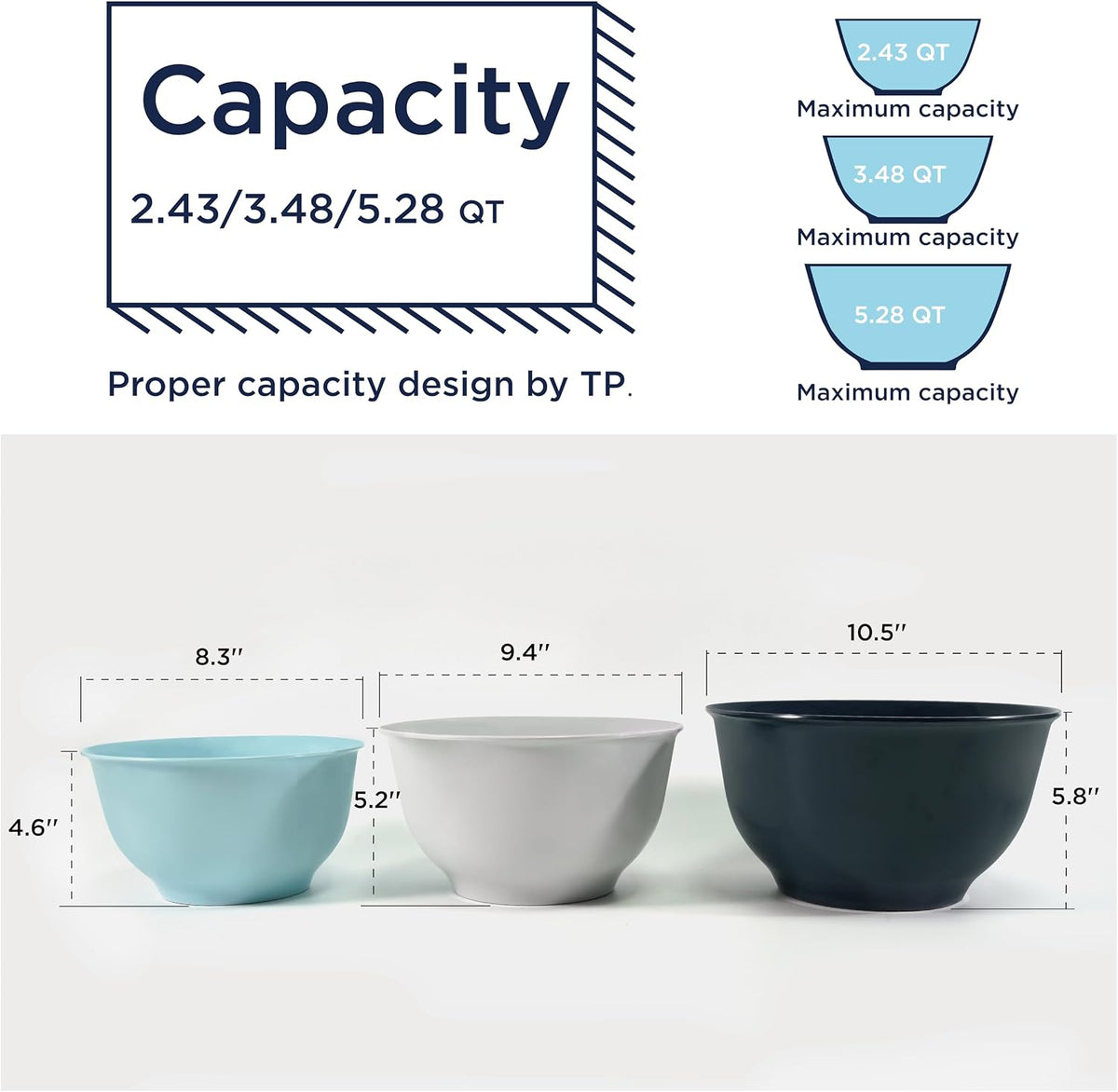 TP Melamine Mixing Bowl Set with Lids, Salad Bowl Set of 3, Aztec Bloom