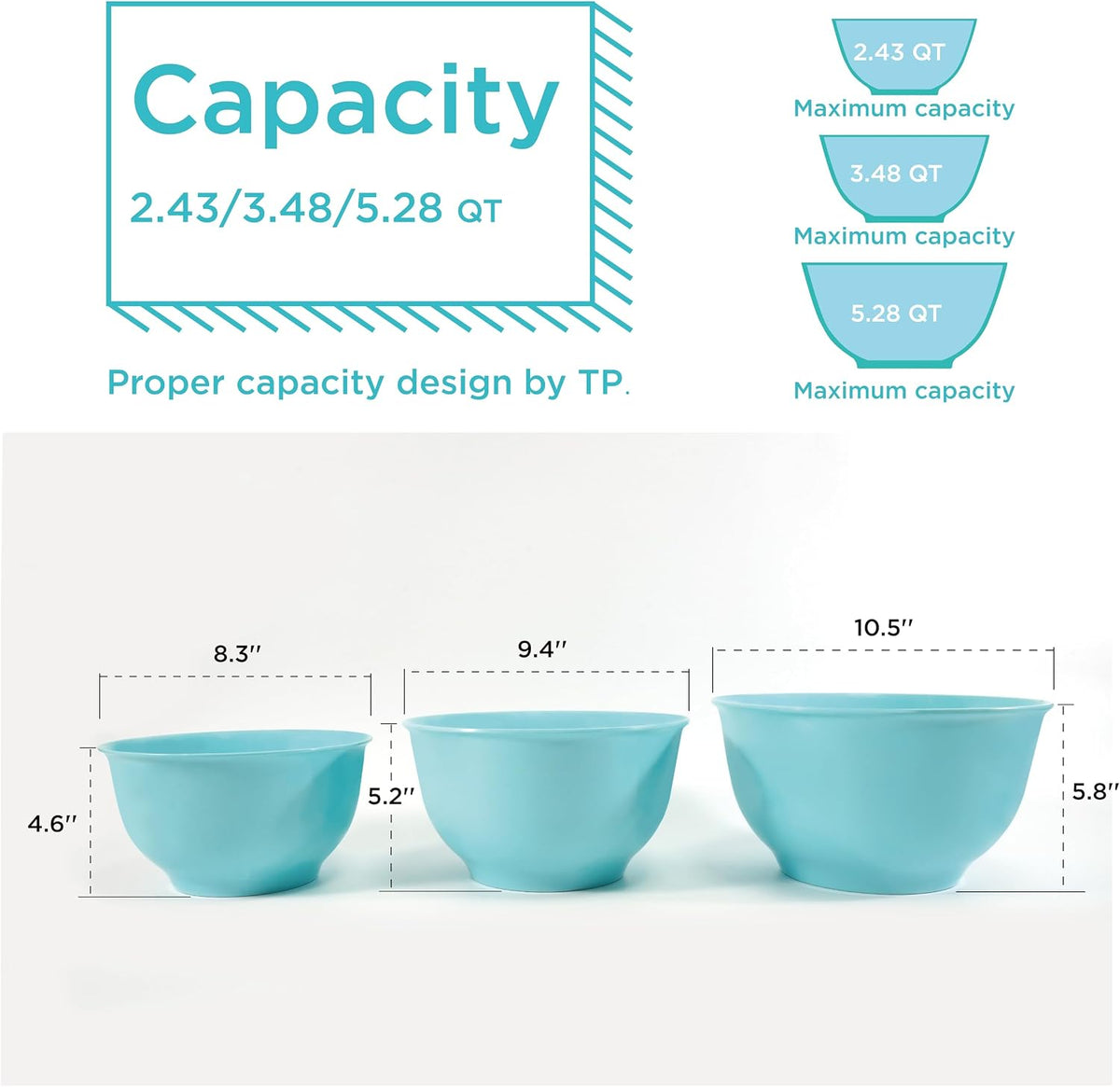 TP Melamine Mixing Bowl Set with Lids, Salad Bowl Set of 3, Aztec Bloom
