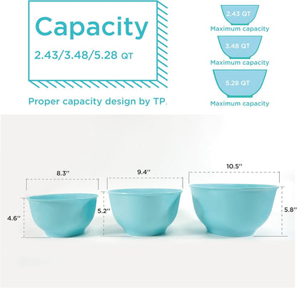 TP Melamine Mixing Bowl Set with Lids, Salad Bowl Set of 3, Aztec Bloom
