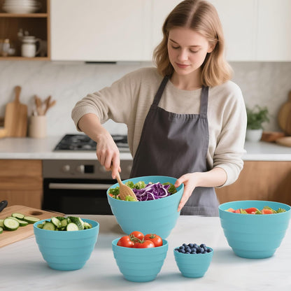TP Melamine Mixing Bowl Set with Lids, Salad Bowl Set of 3, Aztec Bloom