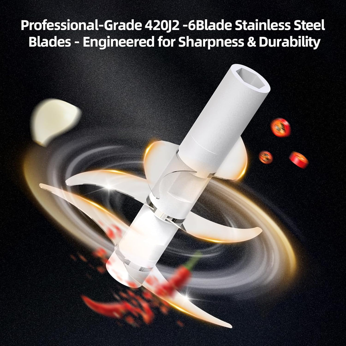Electric Garlic Chopper With Glass Bowl Cordless Mini Food Processor（White）