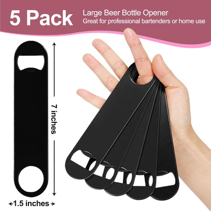 5 Pack 7 Inches Large Colorful Beer Bottle Openers，Stainless Steel