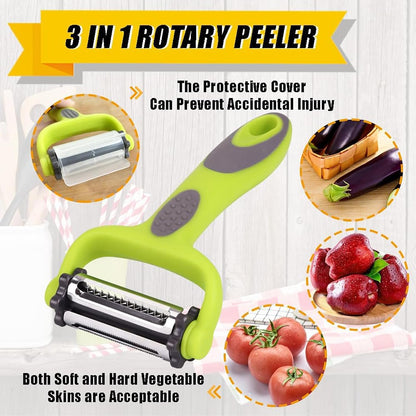 Potato Vegetable Peelers For Kitchen Non Slip Fruit Peeler Y Peeler 3 in 1 Rotatable Blade With Julienne Peeler