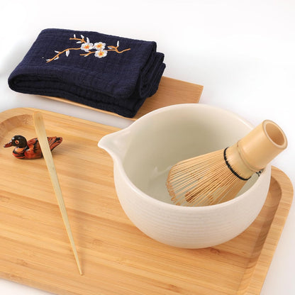 5 Pcs Japanese Matcha Tea Set, Matcha Whisk, Traditional Scoop, Tea Spoon, Scoop Holder, Ceramic Whisk Holder Handmade Matcha Ceremony Kit For Traditional Japanese Tea Ceremony