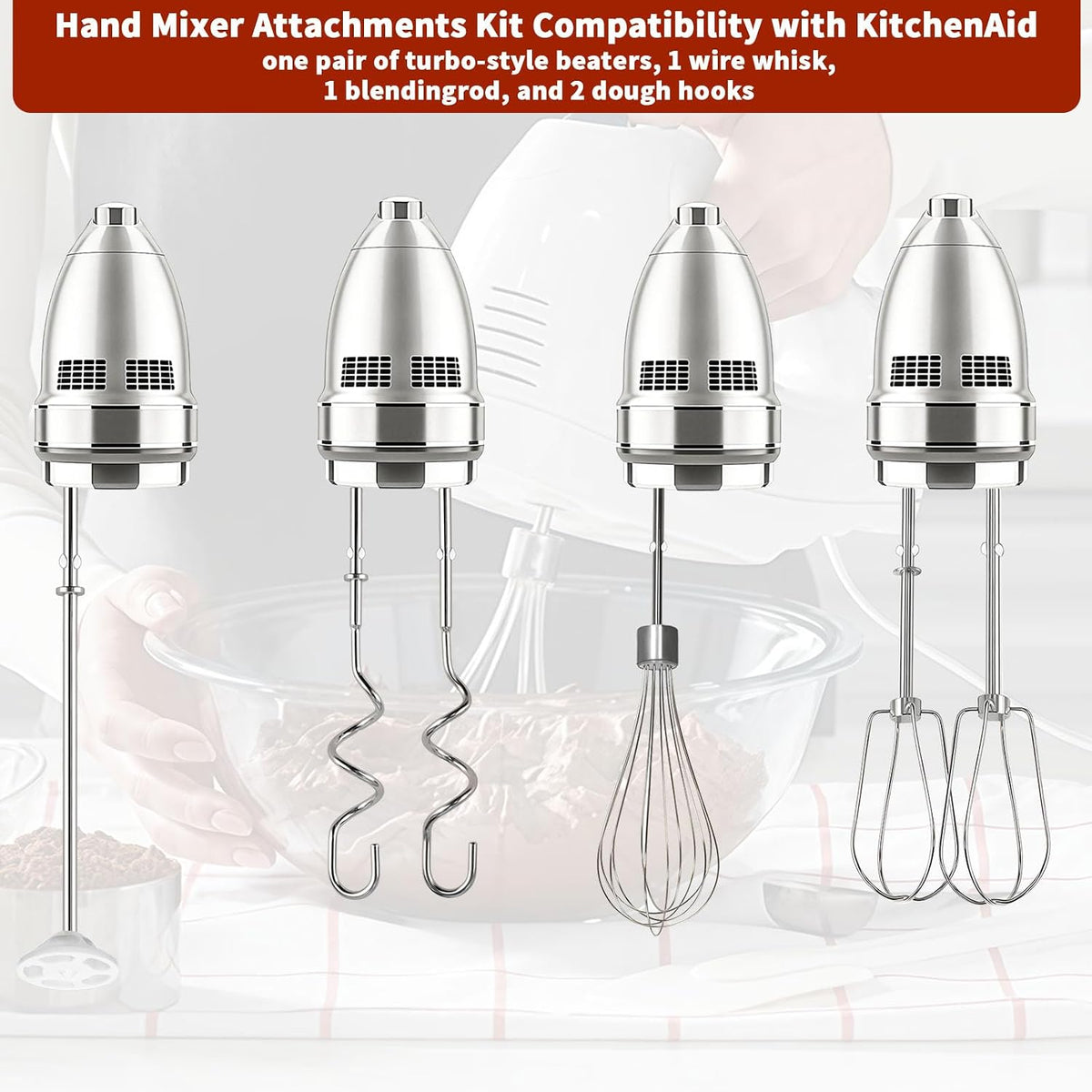 Hand Mixer Beater Attachments for KitchenAid Set of 6