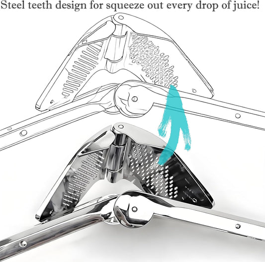 Heavy Duty Lemon Squeezer Stainless Steel - Max Extraction Manual Juicer - Easy Squeeze Fold-Flat Lime Citrus Handheld Juice Extractor