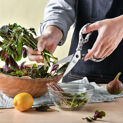 Kitchen Scissors Heavy Duty Kitchen Shears with Magnetic Holder Made with Japanese Steel 4034, Multipurpose Ultra Sharp Cooking Scissors for Meat/Vegetables/BBQ/Herbs/Pizza (Graphic,Cow)