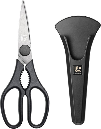 Kitchen Scissors Heavy Duty Kitchen Shears with Magnetic Holder Made with Japanese Steel 4034, Multipurpose Ultra Sharp Cooking Scissors for Meat/Vegetables/BBQ/Herbs/Pizza (Graphic,Cow)