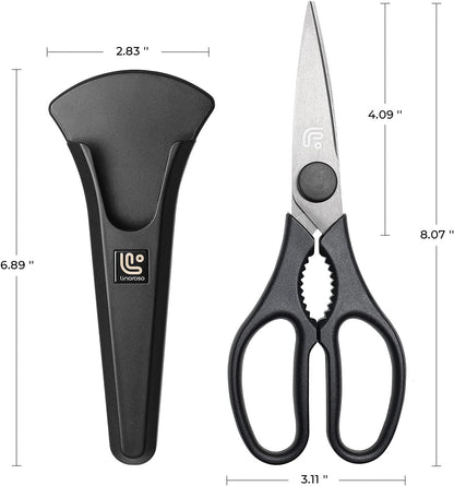 Kitchen Scissors Heavy Duty Kitchen Shears with Magnetic Holder Made with Japanese Steel 4034, Multipurpose Ultra Sharp Cooking Scissors for Meat/Vegetables/BBQ/Herbs/Pizza (Graphic,Cow)