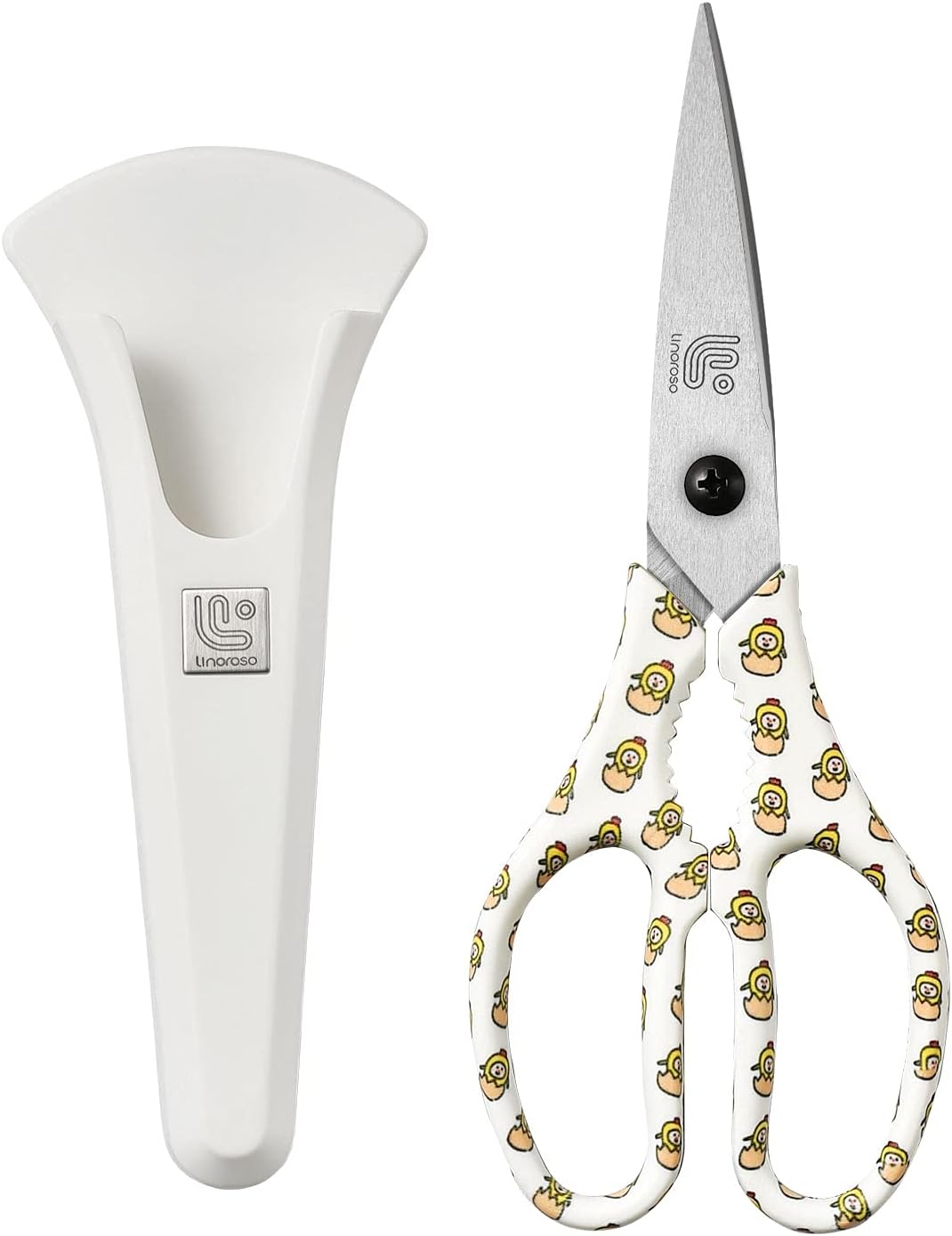 Kitchen Scissors Heavy Duty Kitchen Shears with Magnetic Holder Made with Japanese Steel 4034, Multipurpose Ultra Sharp Cooking Scissors for Meat/Vegetables/BBQ/Herbs/Pizza (Graphic,Cow)