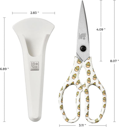 Kitchen Scissors Heavy Duty Kitchen Shears with Magnetic Holder Made with Japanese Steel 4034, Multipurpose Ultra Sharp Cooking Scissors for Meat/Vegetables/BBQ/Herbs/Pizza (Graphic,Cow)