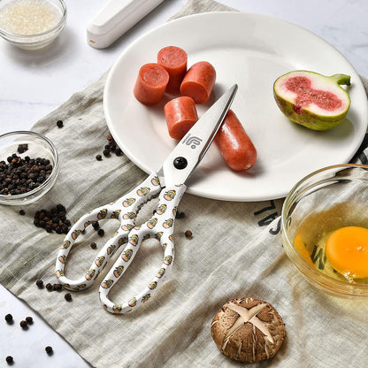 Kitchen Scissors Heavy Duty Kitchen Shears with Magnetic Holder Made with Japanese Steel 4034, Multipurpose Ultra Sharp Cooking Scissors for Meat/Vegetables/BBQ/Herbs/Pizza (Graphic,Cow)