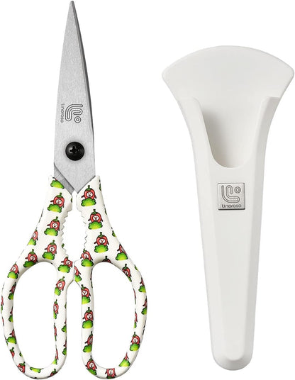 Kitchen Scissors Heavy Duty Kitchen Shears with Magnetic Holder Made with Japanese Steel 4034, Multipurpose Ultra Sharp Cooking Scissors for Meat/Vegetables/BBQ/Herbs/Pizza (Graphic,Cow)