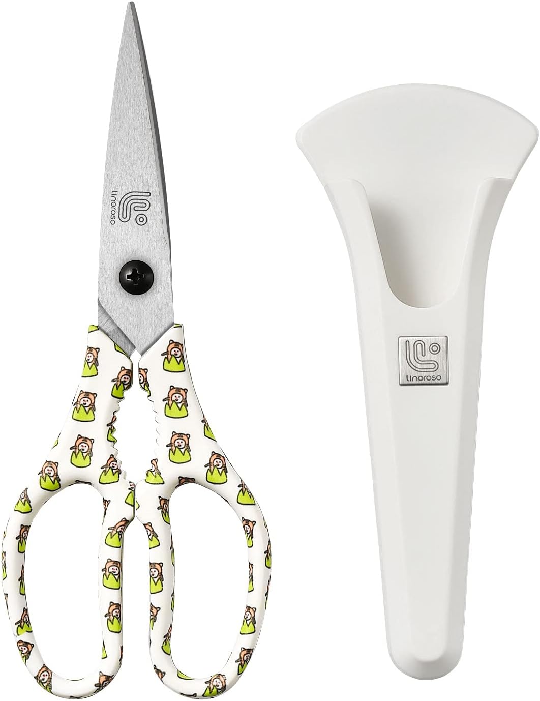 Kitchen Scissors Heavy Duty Kitchen Shears with Magnetic Holder Made with Japanese Steel 4034, Multipurpose Ultra Sharp Cooking Scissors for Meat/Vegetables/BBQ/Herbs/Pizza (Graphic,Cow)