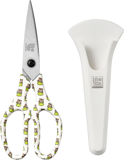 Kitchen Scissors Heavy Duty Kitchen Shears with Magnetic Holder Made with Japanese Steel 4034, Multipurpose Ultra Sharp Cooking Scissors for Meat/Vegetables/BBQ/Herbs/Pizza (Graphic,Cow)