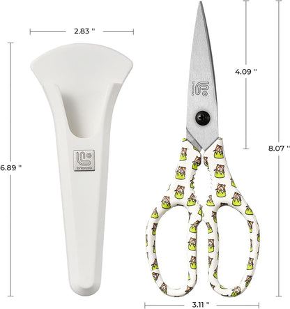 Kitchen Scissors Heavy Duty Kitchen Shears with Magnetic Holder Made with Japanese Steel 4034, Multipurpose Ultra Sharp Cooking Scissors for Meat/Vegetables/BBQ/Herbs/Pizza (Graphic,Cow)